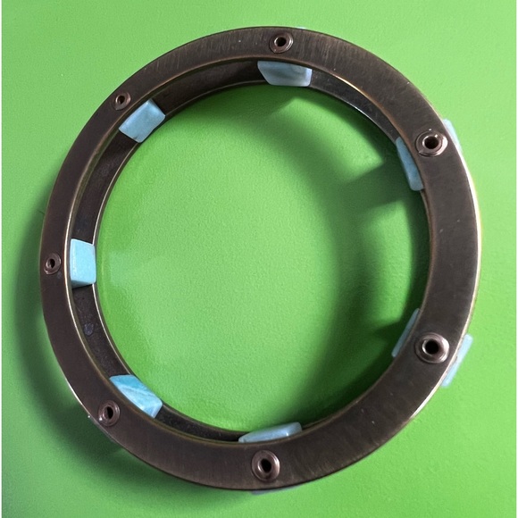 Jan Michaels Bangle Bracelet cube Stone circle square geometric modernist brass - Picture 4 of 6